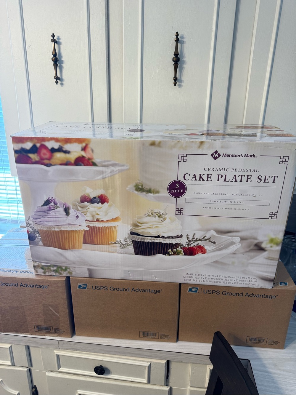 [LIKE NEW] Member’s Mark Ceramic Pedestal White 3 Piece Set w/Box